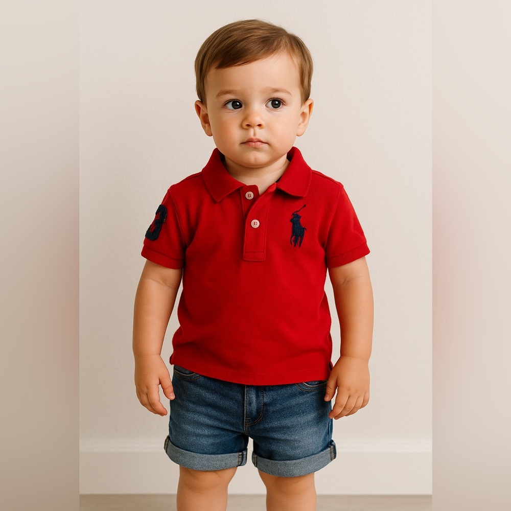 Ralph Lauren Baby Boys Red Polo Shirt 👶 Size 6M
